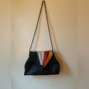 Vintage leather color block bag
